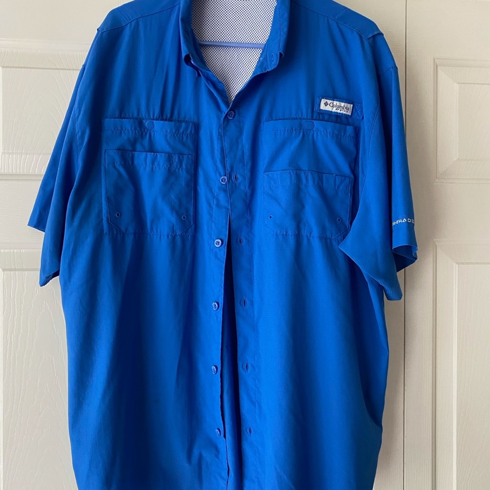 Columbia Men's Short-Sleeve Button-Front Shirt - Bright Blue